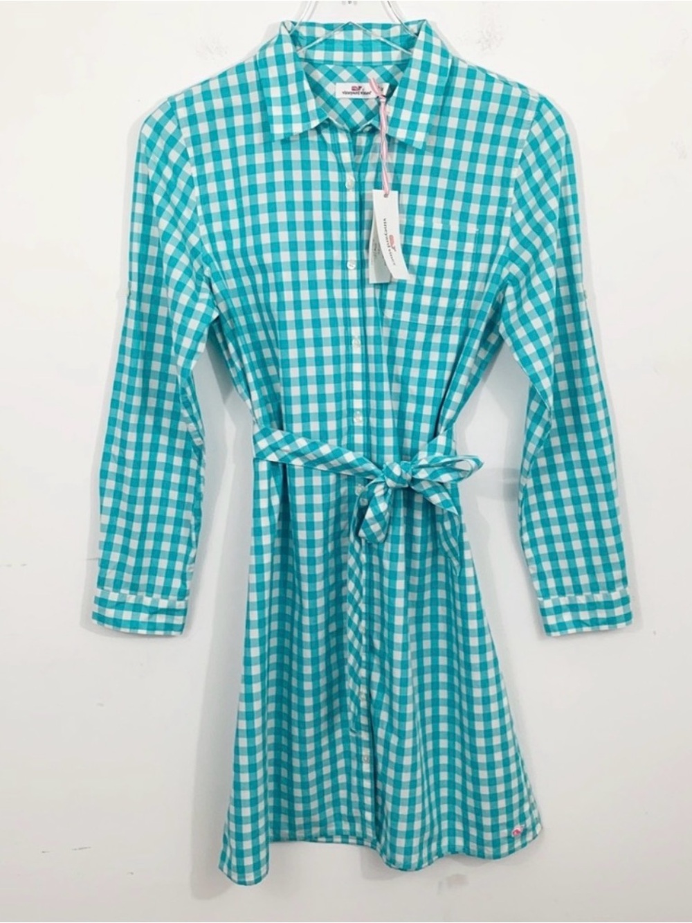 Vineyard Vines Girls Gingham Shirt Dress Size 16